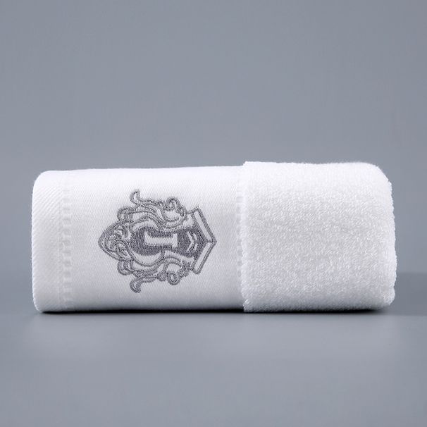 Serviette de toilette en coton de qualité supérieure (7A) antibactérienne, brodée avec bordure en satin platine, emballage cadeau._voghion.com