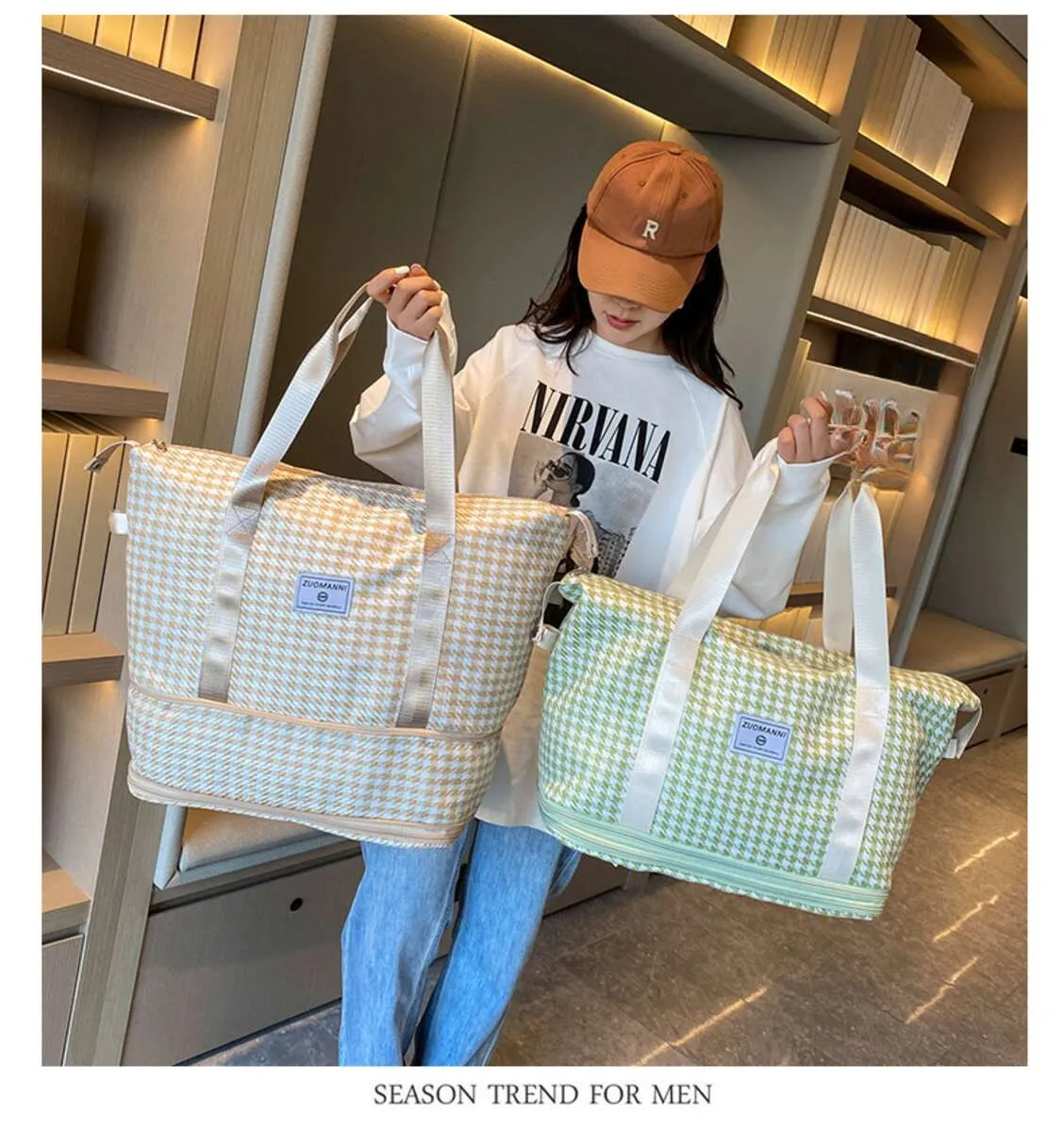 New Fashionable Dry Wet Separation Luggage Bag Fitness Bag Leisure Sports Travel Bag Handbag_voghion.com