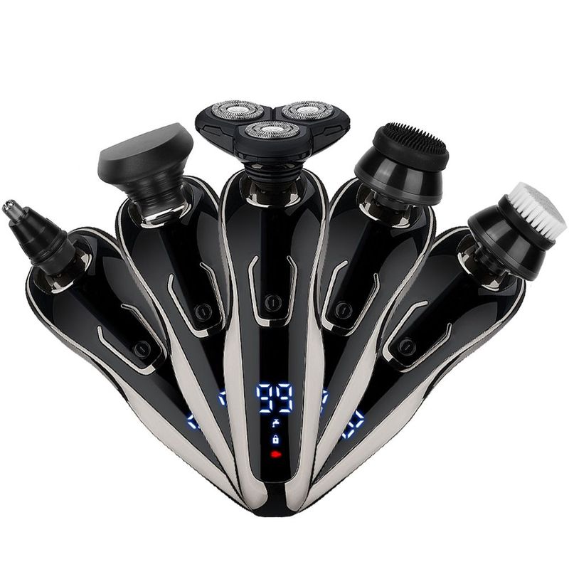 5-in-1-Elektrorasierer, wiederaufladbarer kabelloser Bartschneider, Rasierer-Set, IPX6, wasserdicht, Trocken- und Nasspflegeset_voghion.com