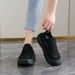 ShoeVault Stepping On Clouds Black Work Shoes For Women Soft Sole Comfortable Kitchen Non-Slip KFC Summer Breathable Size 34_voghion.com