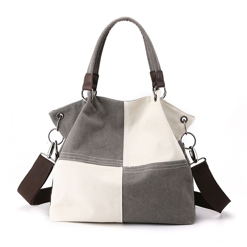 Leisure Women's Canvas Bag Fashionable Versatile Handheld Crossbody Bag 2023 Trend New Combination Color Contrast One Shoulder Women's Bag_voghion.com