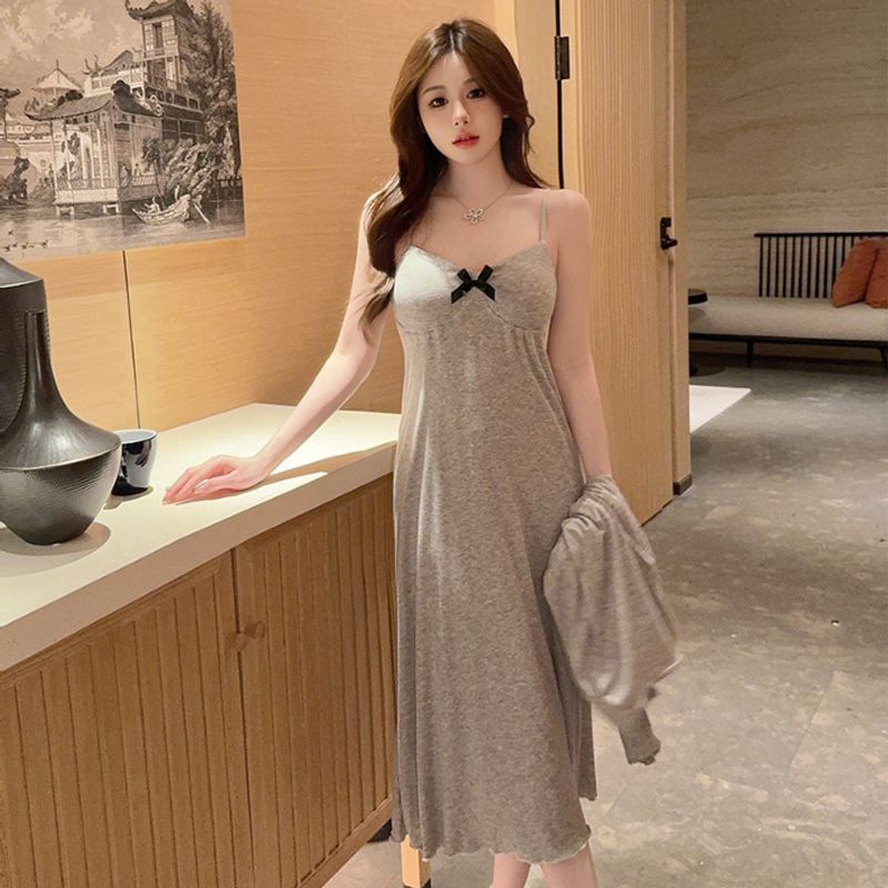 Yaz Yeni Pijama Kadın Modal Göğüs Yastıklı ve Askılı Pijama Eteği Tatlı, Saf, Seksi İki Parçalı Ev Öfkesi Seti_voghion.com