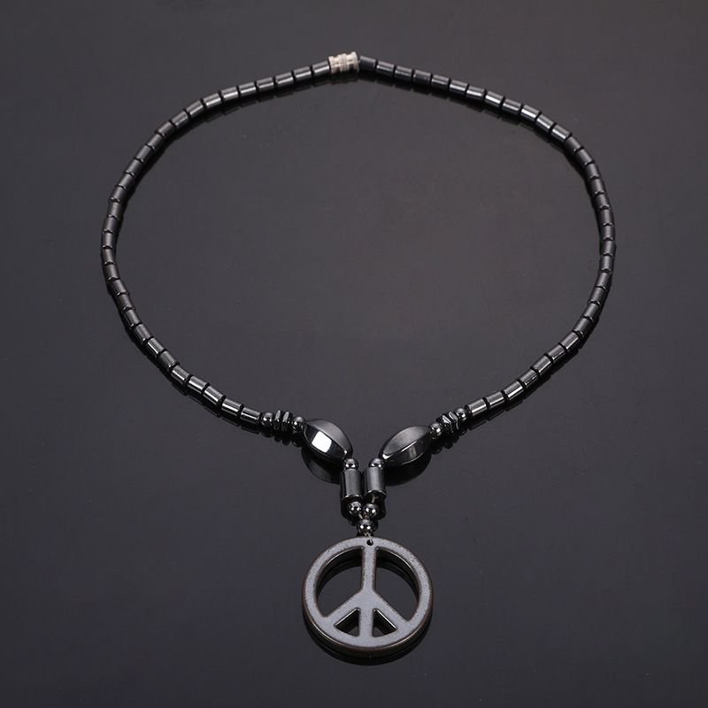 Heißer Verkauf Friedenszeichen Anhänger Magnetische Stein Mode herren Exquisite Halskette_voghion.com
