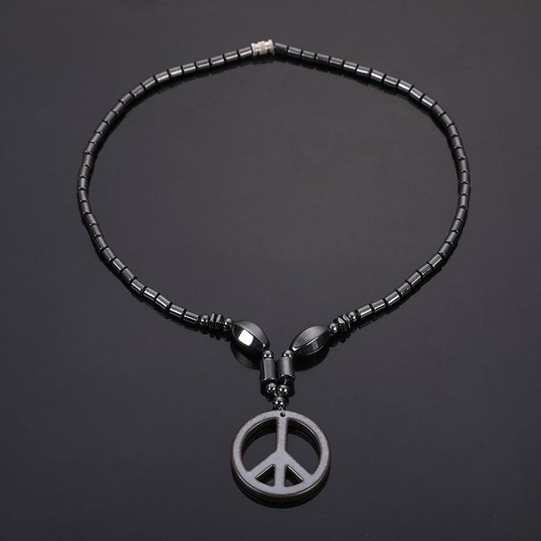 Heißer Verkauf Friedenszeichen Anhänger Magnetische Stein Mode herren Exquisite Halskette_voghion.com