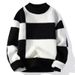 New color blocking sweater for men in autumn and winter, semi high neck knitted base sweater, men's thick warm wool clothes_voghion.com