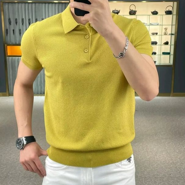 Men's Clothing New Summer Personality Solid Color Simple Sweater Half Sleeve_voghion.com