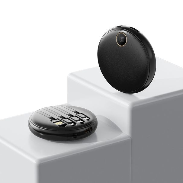 20000mAh Mini Powerbank Portable Round Self-wired Fast Charging High Capacity Digital Display Power Bank For IPhone_voghion.com