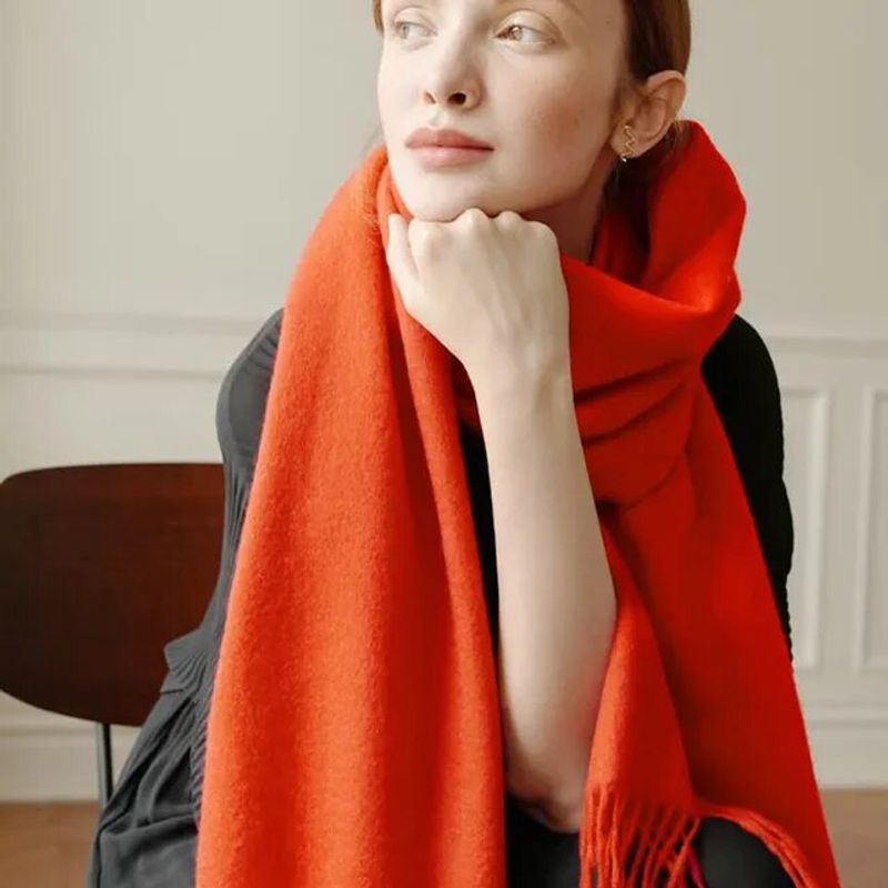 Solidlove Wełniany Zimowy Szalik Damskie Szale Szale Dla Dorosłych dla Pań 100% Wełniany Szalik Damski Moda Kaszmirowy Poncho Wrap_voghion.com