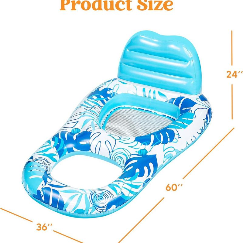 Inflatable Water Mesh Lounge Chair Backrest Floating Row Inflatable Sunshade Hole Floating Row Eight Character Dark Floating Boat_voghion.com