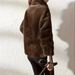 Cozy Fleece Lined Zip-Up Jacket For Women Men Oversized Winter Coat With Stand Collar & Deep Pockets, Thickened Polyester Outerwear (Dark Brown)_voghion.com