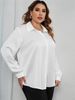 Elegante Satinbluse mit V-Ausschnitt für Damen – weiches und fließendes Langarmshirt, Übergröße (XL-4XL), Büro- und Freizeitkleidung, atmungsaktives Acetatgewebe_voghion.com