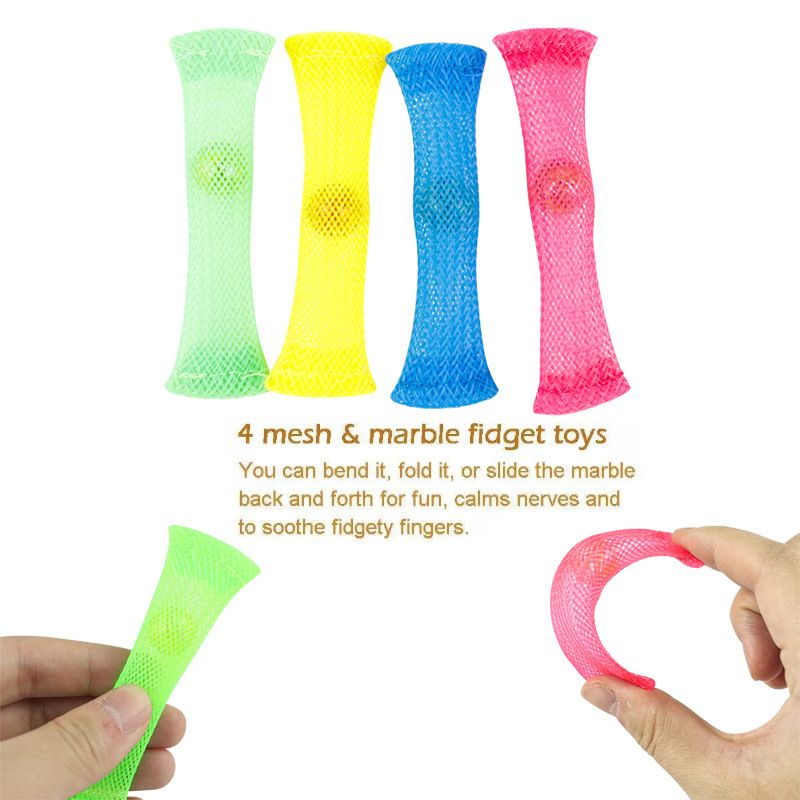 Juguetes para aliviar el estrés, juego de juguetes de descompresión con ventilación, cuerda de fideos, cubo antiestrés, red tejida de descompresión, círculo de masaje_voghion.com