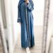 New Muslim Women's Patchwork Border Sequin Dress Solid Color Long Robe_voghion.com