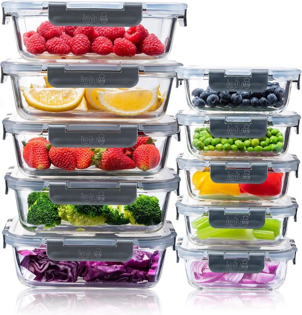Meal Prep Glass Containers With Airtight Lids 10 Pack Rectangle 2 Sizes 1050ml And 370ml Meal Prep Containers Reusable – Borosilicate Glass, Oven Safe_voghion.com