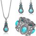 New Turquoise Bohemian Ethnic Style Jewelry Necklace Earrings Bracelet Set_voghion.com