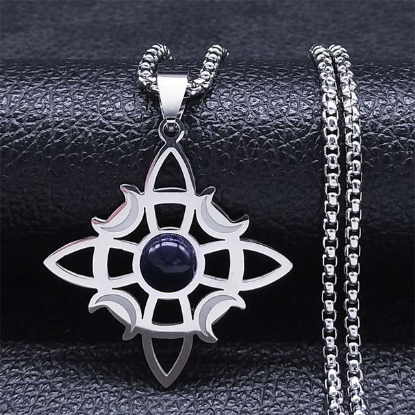 Niche Personality Simple Style Trendy Square Celtic Knot Pendant Necklace Jewelry_voghion.com