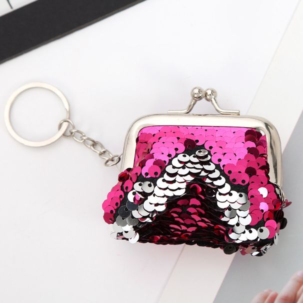 3inch New Convenient Clip Coin Purse Mini Earphone Data Cable Sequin Wallet Storage Bag_voghion.com