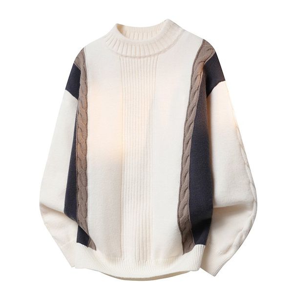 Herren Oversize-Strickpullover – Dicker und weicher Rundhalspullover (Beige/Khaki/Grau, Größen M-4XL)_voghion.com