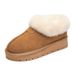 Botas de nieve de piel de oveja para mujer en un invierno con zapatos de algodón de cachemira zapatos de pan de tubo corto_voghion.com