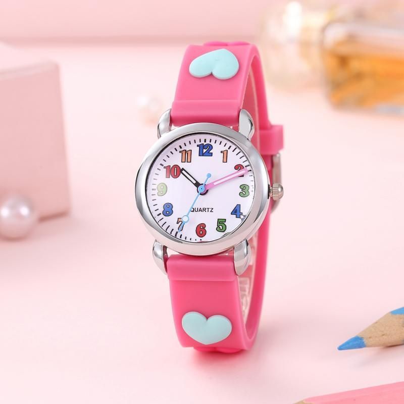 Relojes para niños, coloridos relojes de 12 dígitos con correa de amor para estudiantes de dibujos animados para niños, reloj de interés infantil delicado_voghion.com