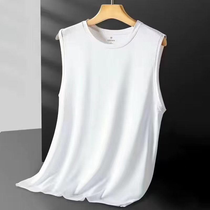 Men's Clothing Summer Ice Silk Ice Sense T Shirt Ins Personality Trend Outer Wear Sports Waistcoat Loose_voghion.com