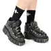 2024 New Punk Style Laces Heel Height 6CM Platform Rock Boots Metal Decoration Womens Sports Shoes T240530_voghion.com