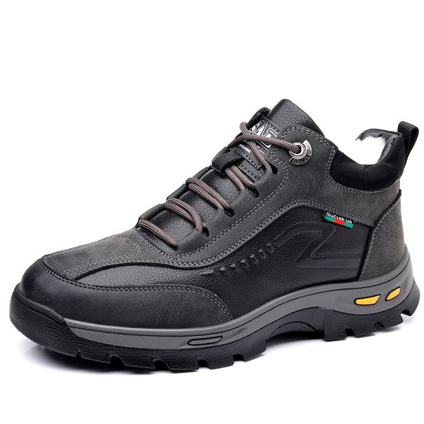 Tilføj kashmir varme bomuldssko herre høj top lædersko business afslappet herresko_voghion.com