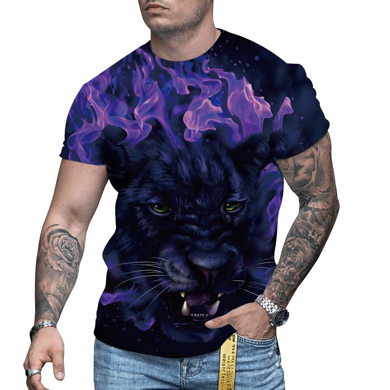 Men's hot style 3D animal print men's T-shirt printed short sleeves_voghion.com