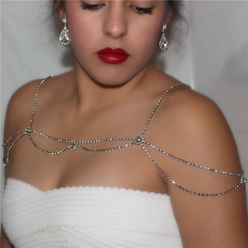New minimalist shoulder versatile nightclub party rhinestone women's body chain_voghion.com