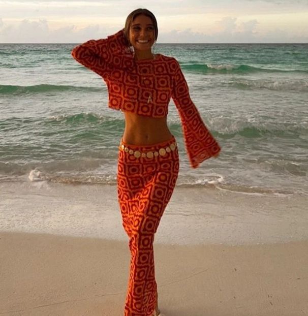 Sieviešu apģērbi Sieviešu dobi mežģīņu auduma izšuvumi Smagas trompetes piedurknes, brīvā laika pavadīšanas divi komplekti_voghion.com