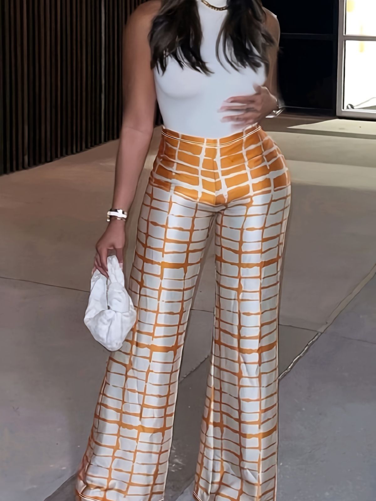 klassische karierte lässige Hose in großen Größen_voghion.com