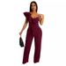 new fashion ruffled one-shoulder sleeveless waist deep V loose solid color jumpsuit for women_voghion.com