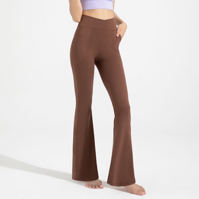 Women's Clothing Antibacterial Yoga Flared Pants Women's Nude High Waist Peach Hip Lifting Sports Flared Yoga Pants_voghion.com