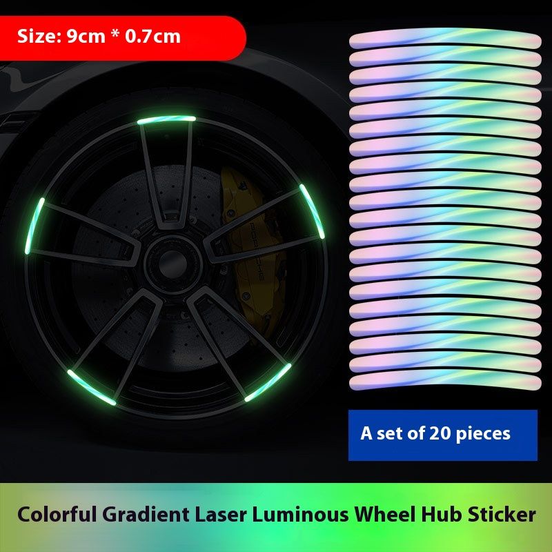 Colorful Wheel Hub Reflective Warning Sticker, Universal Bicycle Electric Vehicle Self-adhesive Reflective Strip Reflective Sticker_voghion.com