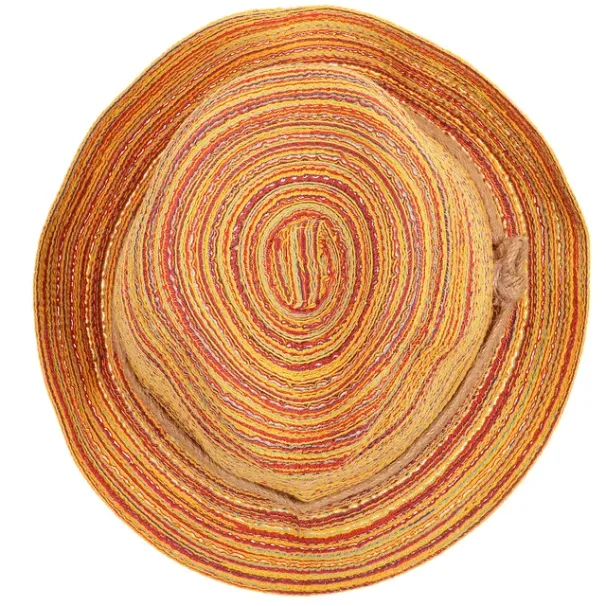 Cappello di paglia pieghevole a righe colorate Panama da donna, in vendita a caldo, in Boemia, per spiaggia, estate, sole_voghion.com
