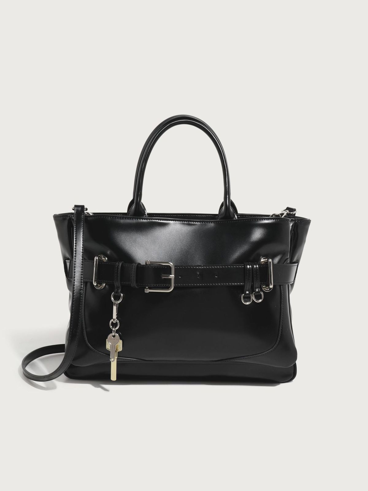 Trendy Korean Ins Style Crossbody Bag - Versatile Shoulder Handbag For Women, Black PU Small Square Bag With Magnetic Closure_voghion.com