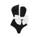 Black And White Color Blocked Women's Bow Strapless High-end Set One-piece Swimsuit_voghion.com