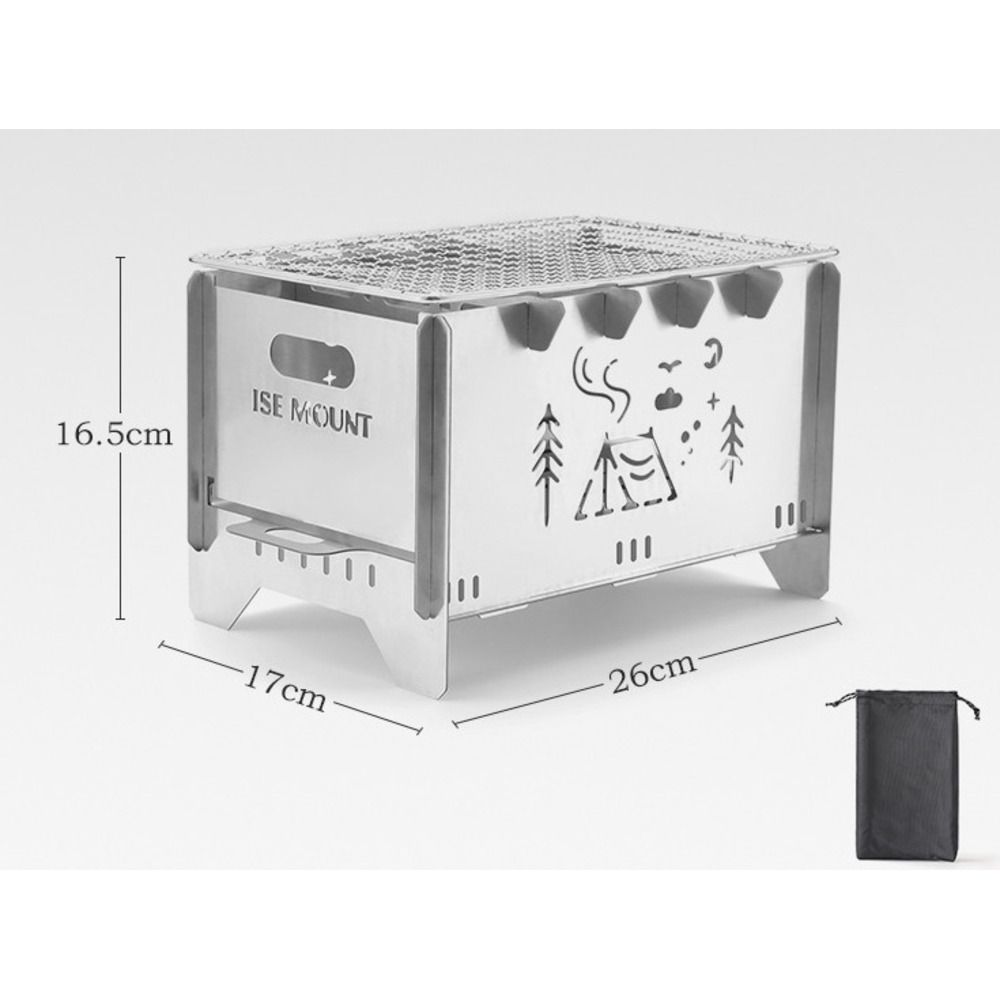 Outdoor Camping Detachable Barbecue Ultra Lightweight Card Multi purpose Stainless Steel Firewood Stove_voghion.com