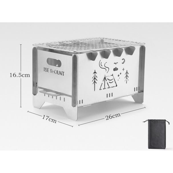 Outdoor Camping Detachable Barbecue Ultra Lightweight Card Multi purpose Stainless Steel Firewood Stove_voghion.com