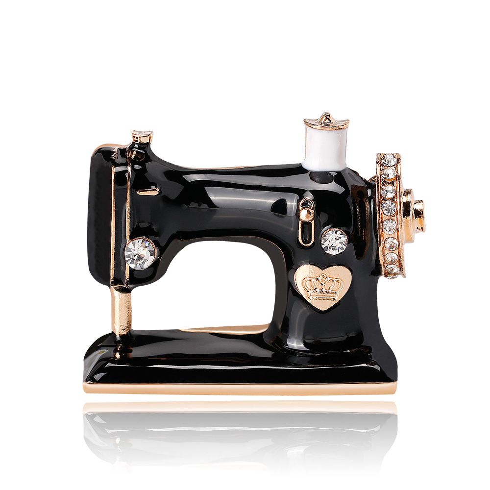 Korean creative style personalized brooch alloy diamond sewing machine brooch European and American oil drop brooch_voghion.com