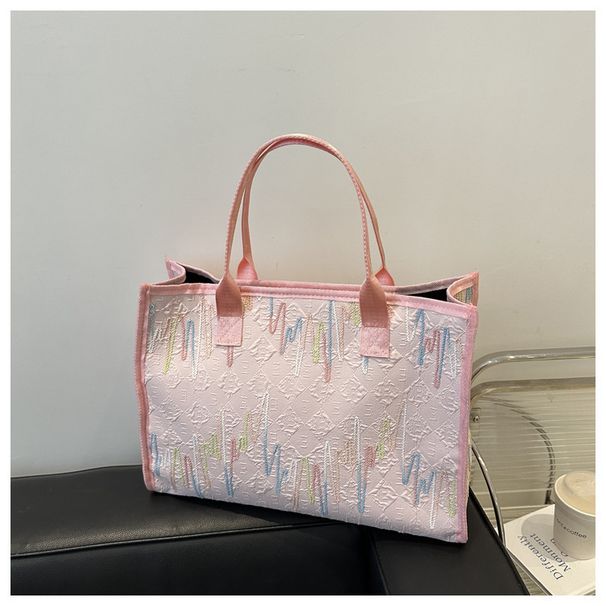 Tekstura jednostavna ležerna linija vezenja modna linija velikog kapaciteta ispisa pazuha torba preko ramena ženska torba_voghion.com