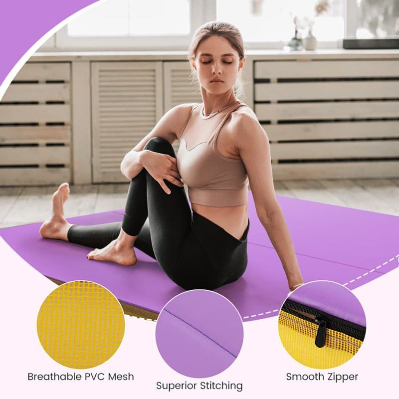 4ft X 4ft X 4in Bi-Folding Gymnastic Tumbling Mat With Handles And Cover_voghion.com