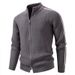 Men’s Thickened Knit Sweater – Winter Stand Collar Cardigan With Ribbed Hem, Stretch Polyester Pullover For Casual Layering (M-4XL, 5 Colors)_voghion.com