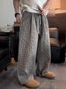 Herrenbekleidung Strukturierte Bubble Plaid Hose Sommer Dünn Drapiert Weites Bein Freizeithose Locker Atmungsaktiv Gerade Hose_voghion.com
