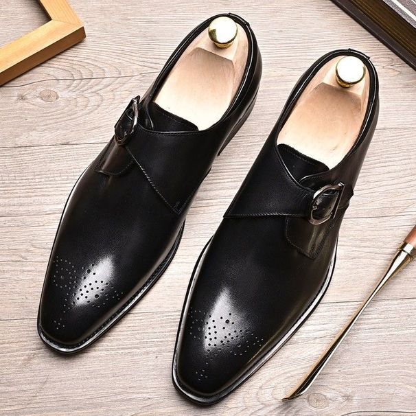 Monk-Schnalle im britischen Stil, trendige Top-Layer-Rindsleder-Brogues für Herren, formelle Business-Schuhe aus spitzem Leder_voghion.com