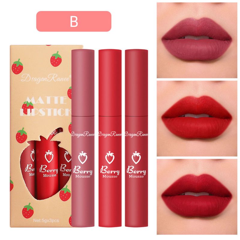 BEAUTYBIGBANG 3Pcs/set Fruit Matte Veet Waterproof Long-Lasting Lipstick Makeup_voghion.com