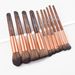 Professionelles 10-teiliges Make-up-Pinsel-Set in Braun, abgewinkelt, flacher Schwanz, Holzgriff, Puder, Grundierung, Augenmischung, Kosmetikpinsel, Schönheits-Make-up-Tools_voghion.com