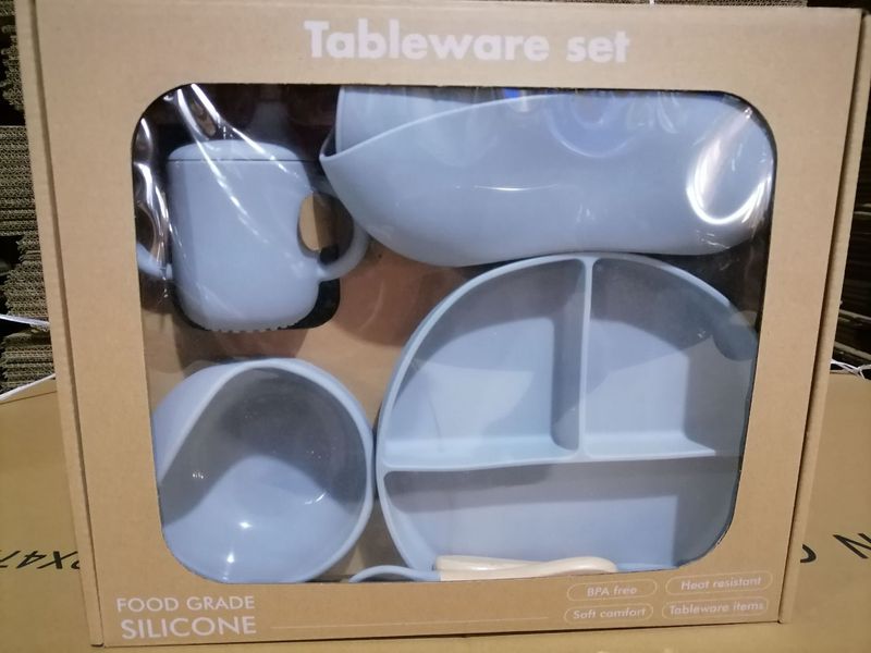 Baby Feeding Set - Premium Silicone Bowl Plate Fork & Spoon For Toddlers | BPA-Free, Non-Slip (6-Piece)_voghion.com