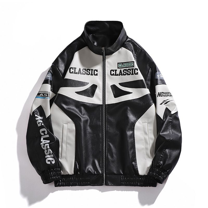 2025 Track Herren-Lederjacke mit Alligatorprägung, amerikanischer Retro-Lokomotiv-Rennanzug im Kontrast_voghion.com