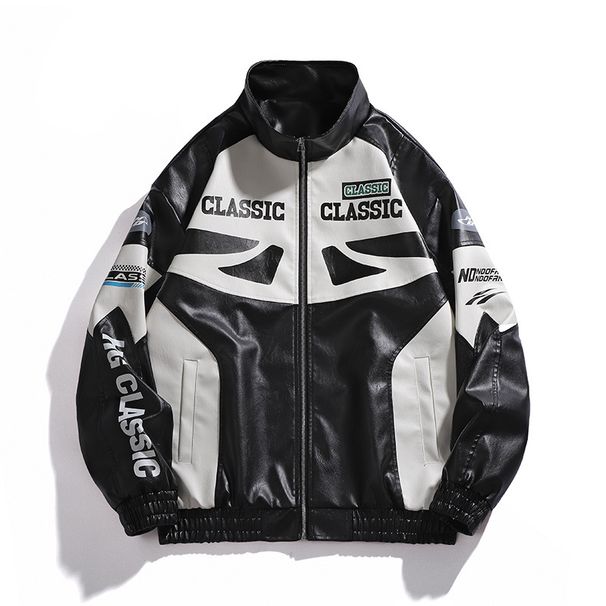 2025 Track Herren-Lederjacke mit Alligatorprägung, amerikanischer Retro-Lokomotiv-Rennanzug im Kontrast_voghion.com